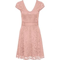 Sukienka z dżerseju z koronką bonprix stary jasnoróżowy. Różowe sukienki damskie bonprix, w koronkowe wzory, z koronki, retro, bez kołnierzyka, bez rękawów. Za 139,99 zł.