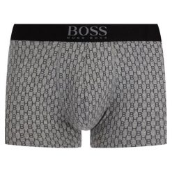 Bokserki Boss Print 24 50406278. Szare bokserki męskie Boss, bez wzorów, z elastanu. W wyprzedaży za 89,00 zł.