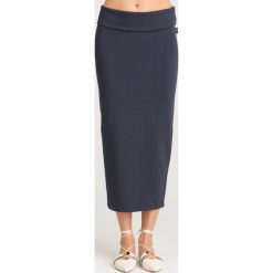 SPÓDNICA ERMES Max Mara Leisure. Niebieskie spódniczki damskie Max Mara Leisure, na co dzień, s, z aplikacjami, z elastanu, z podwyższonym stanem, midi, proste. Za 237,30 zł.