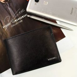 KRENIG El Dorado 11090 - ESKLUZYWNY czarny SKÓRZANY PORTFEL MĘSKI w pudełku - Czarny. Czarne portfele męskie Krenig, bez wzorów, ze skóry. Za 173,99 zł.