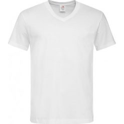 Biały Bawełniany T-Shirt w Serek, Męski Bez Nadruku -STEDMAN- Koszulka, Krótki Rękaw, Basic, V-neck TSJNPLST2300white. Białe koszulki męskie Stedman, m, z nadrukiem, z bawełny, casualowe, z dekoltem w serek, z krótkim rękawem, krótkie. Za 34,00 zł.
