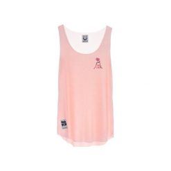 Top Yang Lavas Pink. Różowe bluzki damskie marki Harp Team, z nadrukiem, z bawełny, bez kołnierzyka, bez rękawów. Za 49,00 zł.