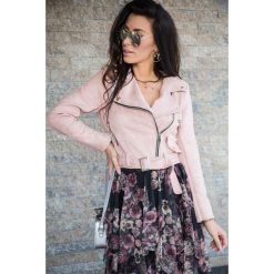 Ramoneska Lili Pudrowa. Kurtki damskie Modaforyou, s, w paski, z zamszu, krótkie, bez kaptura. Za 139,00 zł.