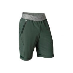 Spodenki do dynamicznej jogi męskie. Czarne spodenki i szorty męskie DOMYOS, xl, bez wzorów, z elastanu. Za 79,99 zł.