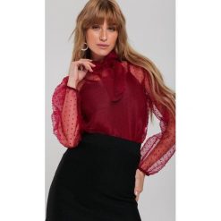 Bordowa Bluzka Anabelle. Czerwone bluzki damskie Renee, s, z aplikacjami, klasyczne, ze stójką, z długim rękawem. Za 89,99 zł.