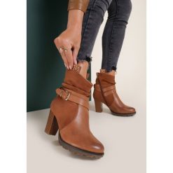 Camelowe Botki Eatheshi. Brązowe botki damskie Renee, bez obcasa, na obcasie, bez zapięcia. Za 139,99 zł.