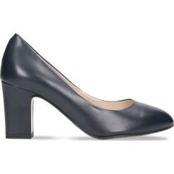 Czółenka LENA. Niebieskie buty ślubne damskie marki Gino Rossi, ze lnu, na wysokim obcasie, na słupku. Za 249,90 zł.