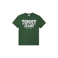 T-shirty z krótkim rękawem Tommy Jeans DM0DM05113 ESSENTIAL COLLEGE. Zielone t-shirty męskie Tommy Jeans, s, bez wzorów, z jeansu, bez kołnierzyka, krótkie. Za 98,37 zł.