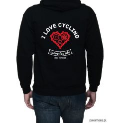 Bluza, dwustronny nadruk. I love cycling. Czarne bejsbolówki męskie Pakamera, m, z nadrukiem, z kapturem. Za 169,00 zł.
