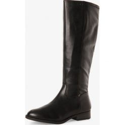 Tamaris - Kozaki damskie ze skóry, czarny. Czarne kozaki damskie Tamaris, ze skóry, klasyczne, bez obcasa, bez zapięcia. Za 439,95 zł.