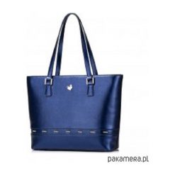 NUCELLE Metaliczny shopper Niebieski. Niebieskie plecaki damskie Pakamera, bez wzorów, ze skóry ekologicznej. Za 200,00 zł.