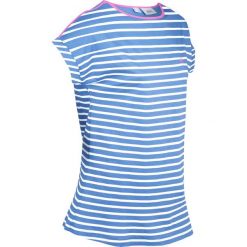 Shirt bawełniany z krótkim rękawem bonprix błękitno-biały w paski. Niebieskie koszulki damskie bonprix, w paski, z bawełny, bez kołnierzyka, z krótkim rękawem. Za 49,99 zł.