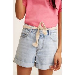 Mango Kids - Szorty dziecięce Cherry 104-164 cm. Czerwone spodenki dziewczęce Mango Kids, w paski, z bawełny, casualowe. W wyprzedaży za 49,90 zł.