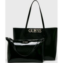 Guess Jeans - Torebka. Czarne torebki klasyczne damskie Guess Jeans, z aplikacjami, z bawełny, casualowe, na ramię, duże, bez dodatków. Za 599,90 zł.