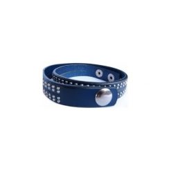Bransoletka Blue Leather. Niebieskie bransoletki damskie Moderntime, ze skóry, ze stali. Za 39,20 zł.