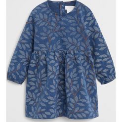 Mango Kids - Sukienka dziecięca Sabine 80-104 cm. Zielone sukienki dziewczęce Mango Kids, bez wzorów, z bawełny, z długim rękawem, długie, mini, rozkloszowane. Za 89,90 zł.