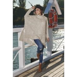 Moherowy golf oversize beżowy AMY. Brązowe swetry damskie marki Lemoniade, na zimę, bez wzorów, z moheru, klasyczne, bez rękawów, bez kaptura. Za 149,90 zł.