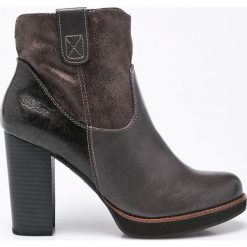 S. Oliver - Botki. Czarne buty zimowe damskie S.Oliver, z materiału, z okrągłym noskiem, na obcasie. W wyprzedaży za 179,90 zł.