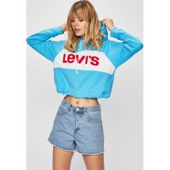 Levi's - Bluza. Niebieskie bluzy damskie Levi's®, s, z nadrukiem, z bawełny, bez rękawów, z kapturem. W wyprzedaży za 169,90 zł.