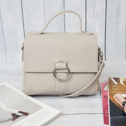 Kuferki damskie: MANZANA listonoszka kuferek z kółkiem TAUPE