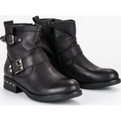 Czarne workery. Czarne workery damskie Merg Selection, ze skóry ekologicznej, bez obcasa, bez zapięcia. Za 99,90 zł.