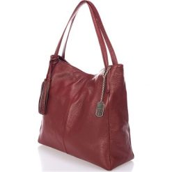 Torebki klasyczne damskie: Skórzana torebka w kolorze bordowym – 40 x 33 x 15 cm