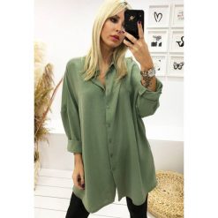 Koszula ZALTERA GREEN. Zielone bluzki damskie IVET, bez wzorów, eleganckie, bez kołnierzyka, bez rękawów. W wyprzedaży za 79,00 zł.