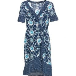 Sukienka w kwiaty bonprix niebiesko-jasnoniebieski w kwiaty. Niebieskie sukienki damskie bonprix, w kwiaty, bez kołnierzyka, bez rękawów. Za 79,99 zł.