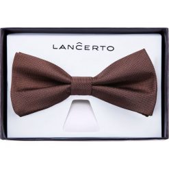 Mucha Brązowa. Pomarańczowe muszki męskie marki LANCERTO, z dzianiny, eleganckie. Za 79,90 zł.