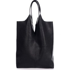 Shopper bag damskie: Skórzany shopper bag w kolorze czarnym - 40 x 37 x 7 cm