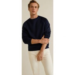 Mango Man - Bluza. Niebieskie bluzy męskie Mango Man, s, bez wzorów, z bawełny, z okrągłym kołnierzem, bez rękawów, bez kaptura. W wyprzedaży za 69,90 zł.