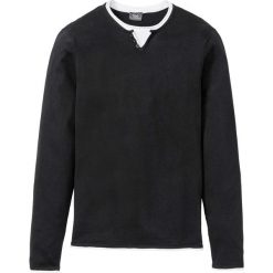 Sweter w optyce 2 w 1 z bawełny z recyklingu bonprix czarny. Czarne swetry męskie bonprix, xl, z bawełny. Za 74,99 zł.