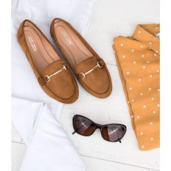 Mokasyny damskie Abloom 9988-128 Brązowe. Pomarańczowe mokasyny damskie ABLOOM, z tworzywa sztucznego, eleganckie, na płaskiej podeszwie. Za 59,00 zł.