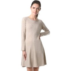 Sukienka w kolorze beżowym. Brązowe sukienki damskie Far Far Fashion, Ryłko by Agnes&Paul, bez wzorów, z okrągłym kołnierzem, bez rękawów. W wyprzedaży za 79,95 zł.