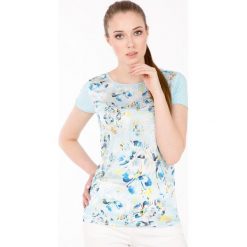 Kwiatowy t-shirt z dżetami. T-shirty damskie Monnari, bez wzorów, z wiskozy, bez kołnierzyka. Za 49,98 zł.
