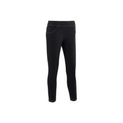 Legginsy do tańca i fitnessu damskie. Czarne legginsy sportowe damskie DOMYOS, l, bez wzorów, z elastanu, na fitness i siłownię. Za 59,99 zł.