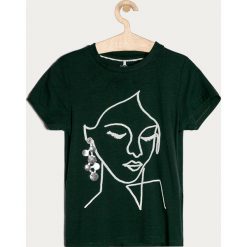 Name it - T-shirt dziecięcy 116-152 cm. Białe bluzki dziewczęce Name it, z aplikacjami, z elastanu, z okrągłym kołnierzem, z krótkim rękawem, krótkie, bez kaptura. Za 59,90 zł.