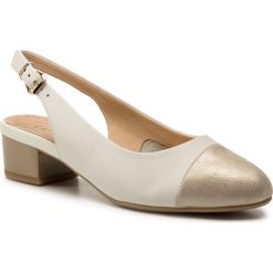 Sandały CAPRICE - 9-29502-22 White/Lt Gold 190. Białe klapki damskie Caprice, bez wzorów, ze skóry, bez obcasa, na obcasie. W wyprzedaży za 219,00 zł.