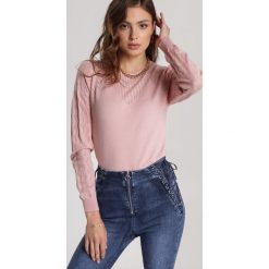 Różowy Sweter Aethelea. Różowe bluzy damskie Renee, s, bez wzorów, casualowe, bez rękawów, bez kaptura. Za 99,99 zł.