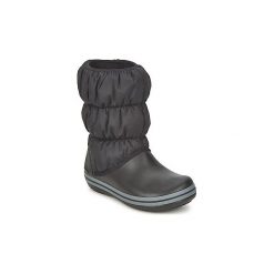 Śniegowce Crocs WINTER PUFF BOOT. Czarne klapki damskie Crocs, bez obcasa, bez zapięcia. Za 193,83 zł.