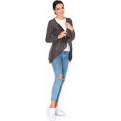 Beżowy Melanżowy Sweter-Narzutka z Wolnymi Połami. Brązowe piżamy damskie Molly.pl, s, z aplikacjami, z wiskozy, z długim rękawem, długie, bez kaptura. Za 99,90 zł.
