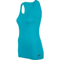 Top damski TSD301 - turkus. Zielone topy damskie 4f, bez wzorów, z materiału, bez kołnierzyka. Za 29,99 zł.