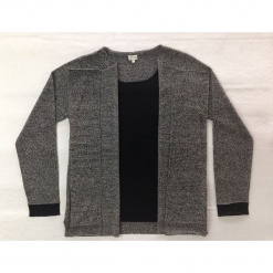 Sweter kaszmirowy 2w1 w kolorze szaro-czarnym. Czarne kardigany damskie marki Ateliers de la Maille, z kaszmiru. W wyprzedaży za 591,95 zł.