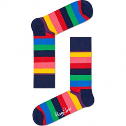 Happy Socks - Skarpetki Stripe. Różowe skarpetki damskie Happy Socks, z bawełny. Za 34,90 zł.