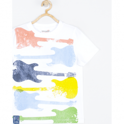Koszulka. Białe t-shirty chłopięce ROCK STAR, z aplikacjami, z elastanu, z długim rękawem. Za 42,90 zł.