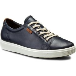 Półbuty ECCO - Soft 7 Ladies 43000301038 Marine. Niebieskie półbuty damskie ecco, bez wzorów, ze skóry, marine, bez obcasa, na płaskiej podeszwie, bez zapięcia. W wyprzedaży za 349,00 zł.