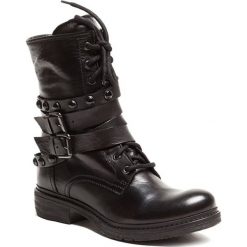 Buty zimowe męskie: Skórzane botki w kolorze czarnym
