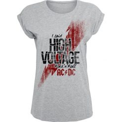 Bluzki asymetryczne: AC/DC High Voltage Koszulka damska szary (Heather Grey)