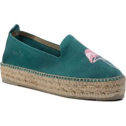 Espadryle MANEBI - Slippers D F 5.4 D0 Dark Aquamarine/Flamingo. Niebieskie espadryle damskie Manebi, na co dzień, bez wzorów, ze skóry, bez obcasa, bez zapięcia. W wyprzedaży za 359,00 zł.