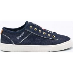 Wrangler - Buty Peggy Marina. Niebieskie buty sportowe damskie marki Wrangler, bez wzorów, ze skóry, sportowe. W wyprzedaży za 149,90 zł.